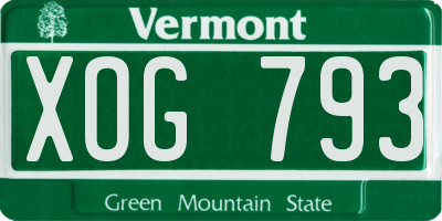 VT license plate XOG793
