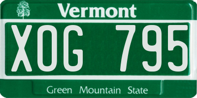 VT license plate XOG795