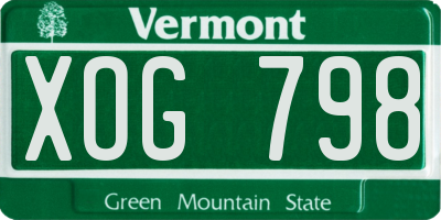 VT license plate XOG798