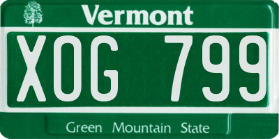 VT license plate XOG799