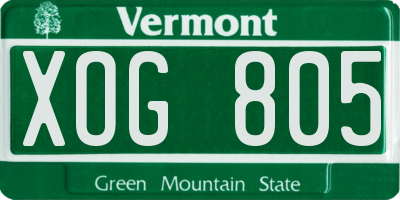 VT license plate XOG805