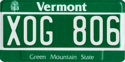 VT license plate XOG806