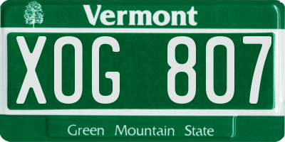 VT license plate XOG807