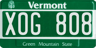 VT license plate XOG808