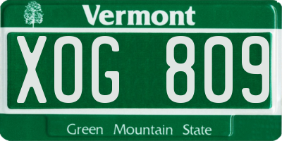VT license plate XOG809