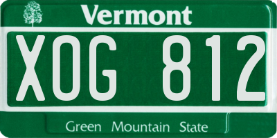 VT license plate XOG812