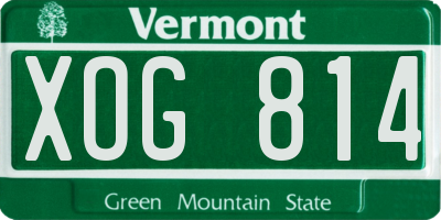 VT license plate XOG814