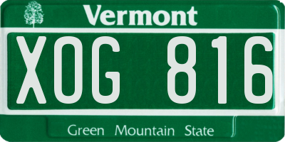 VT license plate XOG816