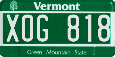 VT license plate XOG818