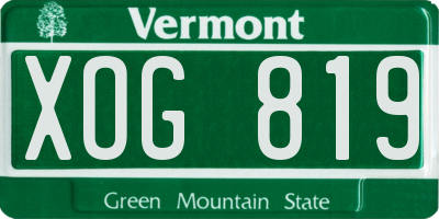 VT license plate XOG819
