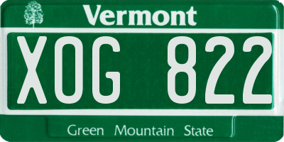 VT license plate XOG822