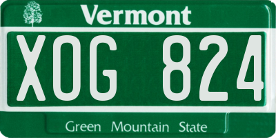 VT license plate XOG824