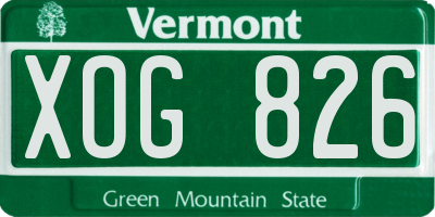 VT license plate XOG826