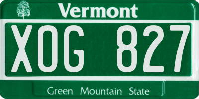 VT license plate XOG827