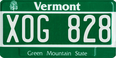VT license plate XOG828
