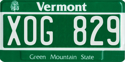 VT license plate XOG829