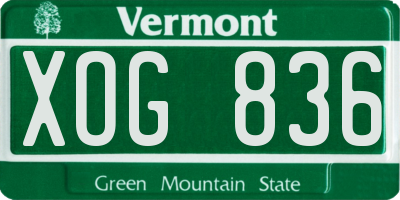 VT license plate XOG836