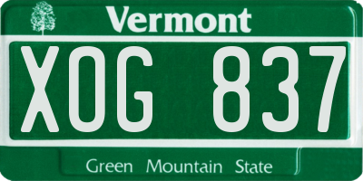 VT license plate XOG837