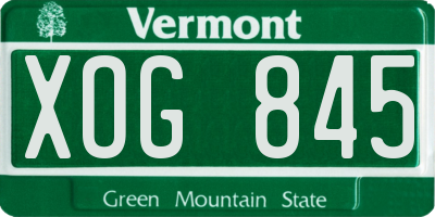 VT license plate XOG845