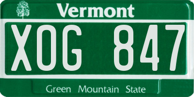 VT license plate XOG847