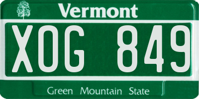 VT license plate XOG849