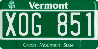 VT license plate XOG851