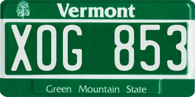 VT license plate XOG853