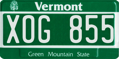 VT license plate XOG855