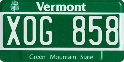 VT license plate XOG858