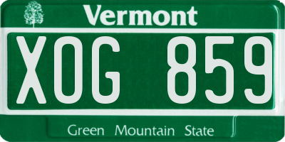 VT license plate XOG859