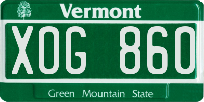 VT license plate XOG860