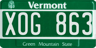 VT license plate XOG863