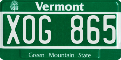 VT license plate XOG865