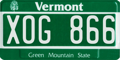 VT license plate XOG866