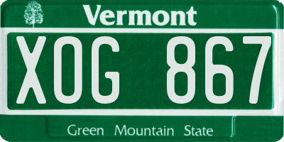 VT license plate XOG867