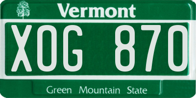 VT license plate XOG870