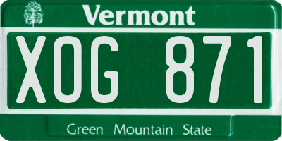 VT license plate XOG871