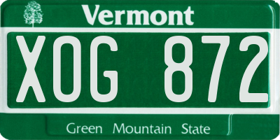 VT license plate XOG872