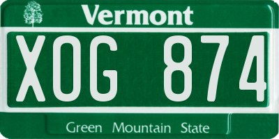 VT license plate XOG874