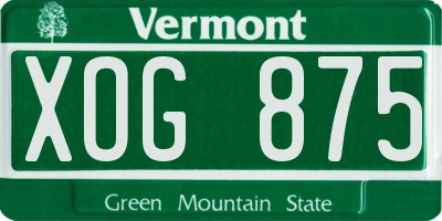VT license plate XOG875