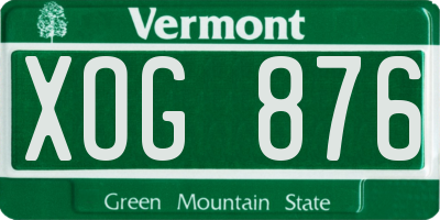 VT license plate XOG876