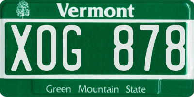 VT license plate XOG878