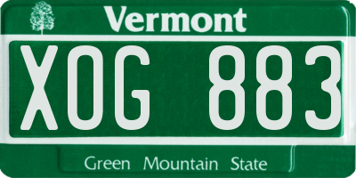 VT license plate XOG883