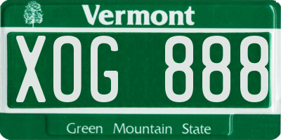 VT license plate XOG888