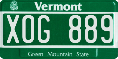 VT license plate XOG889