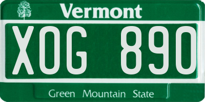 VT license plate XOG890