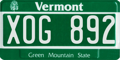 VT license plate XOG892