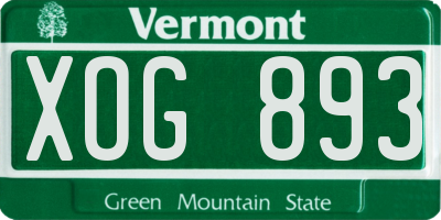 VT license plate XOG893