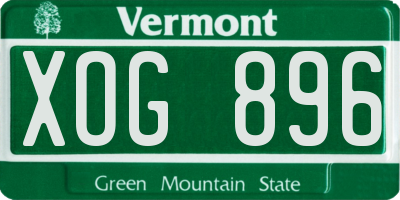 VT license plate XOG896