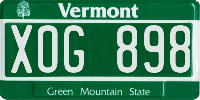 VT license plate XOG898
